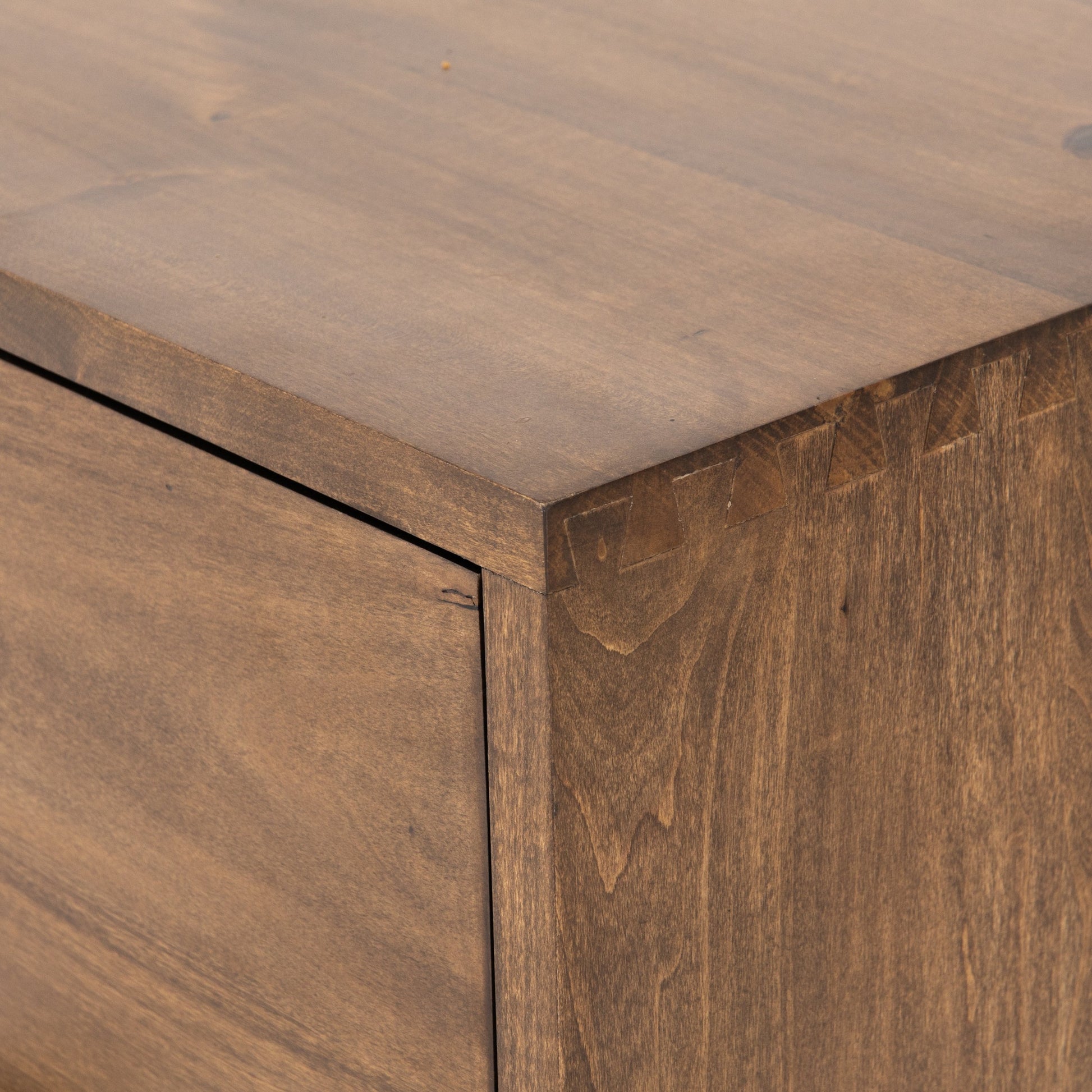 Trey 7 Drawer Dresser by Four Hands. Made from solid poplar, top grain leather in a rustic style.