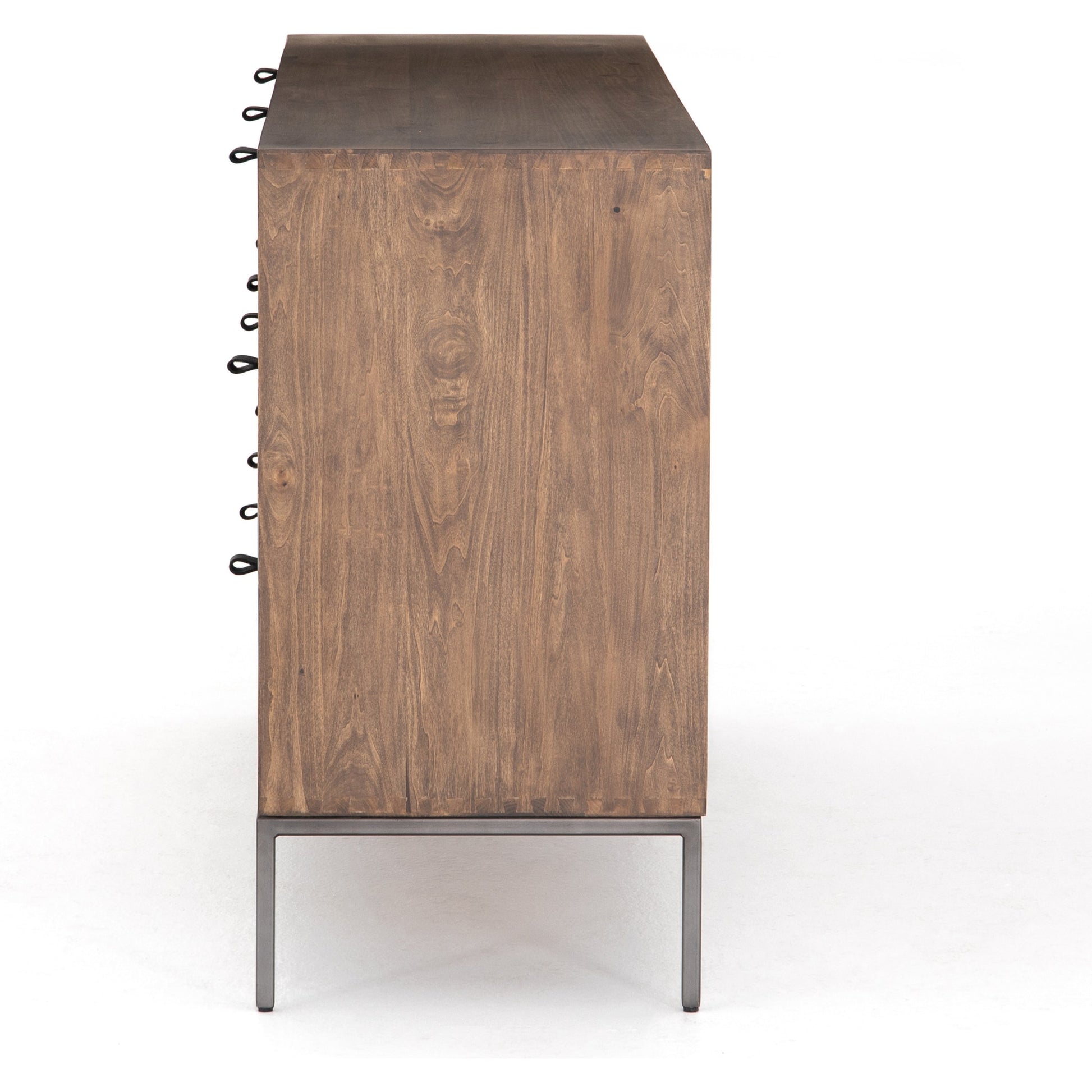 Trey 7 Drawer Dresser by Four Hands. Made from solid poplar, top grain leather in a rustic style.