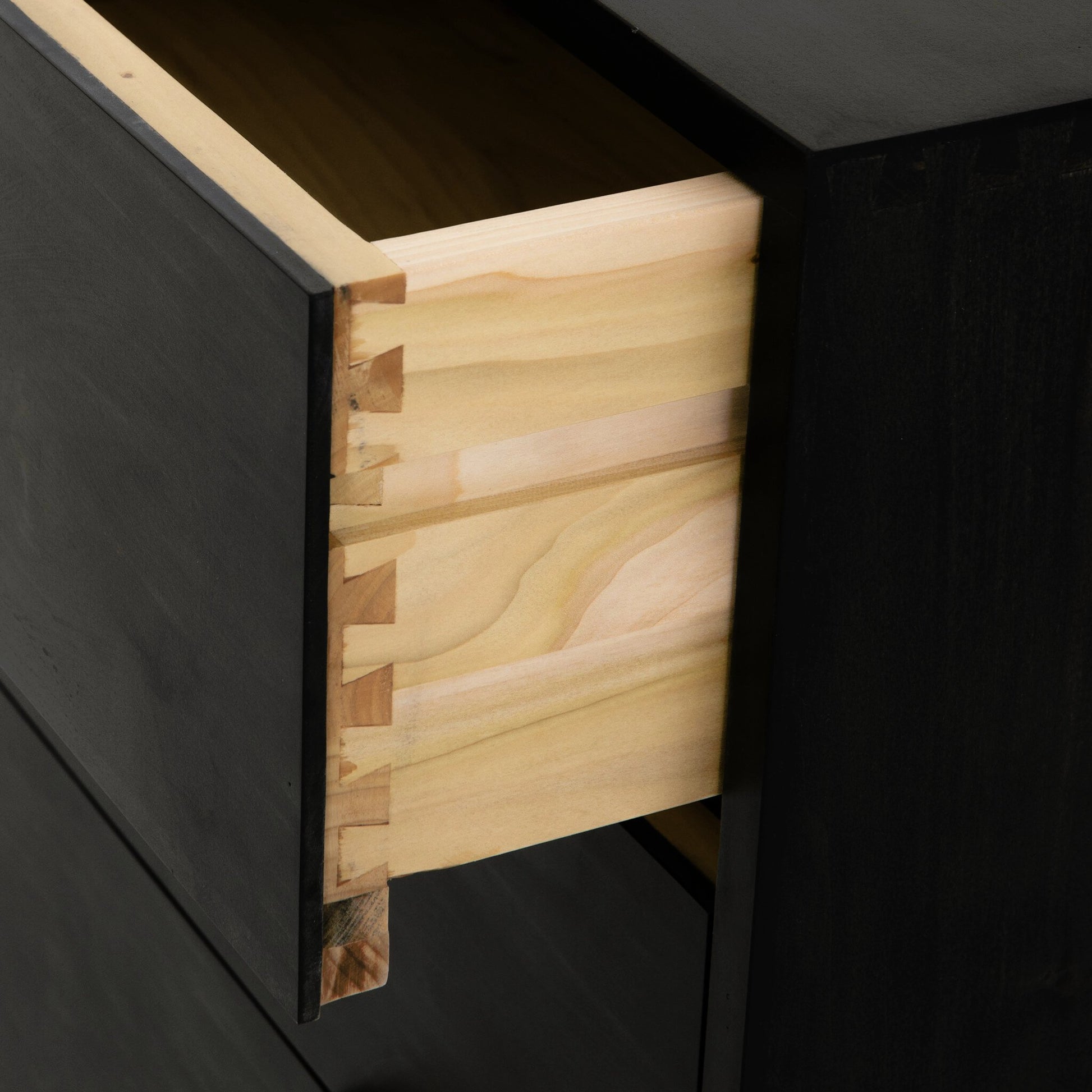 Trey 7 Drawer Dresser by Four Hands. Made from solid poplar, top grain leather in a rustic style.