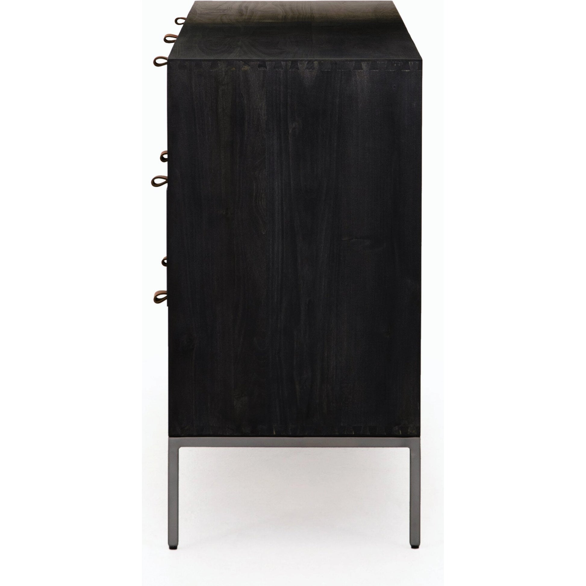 Trey 7 Drawer Dresser by Four Hands. Made from solid poplar, top grain leather in a rustic style.