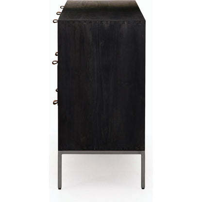 Trey 7 Drawer Dresser by Four Hands. Made from solid poplar, top grain leather in a rustic style.