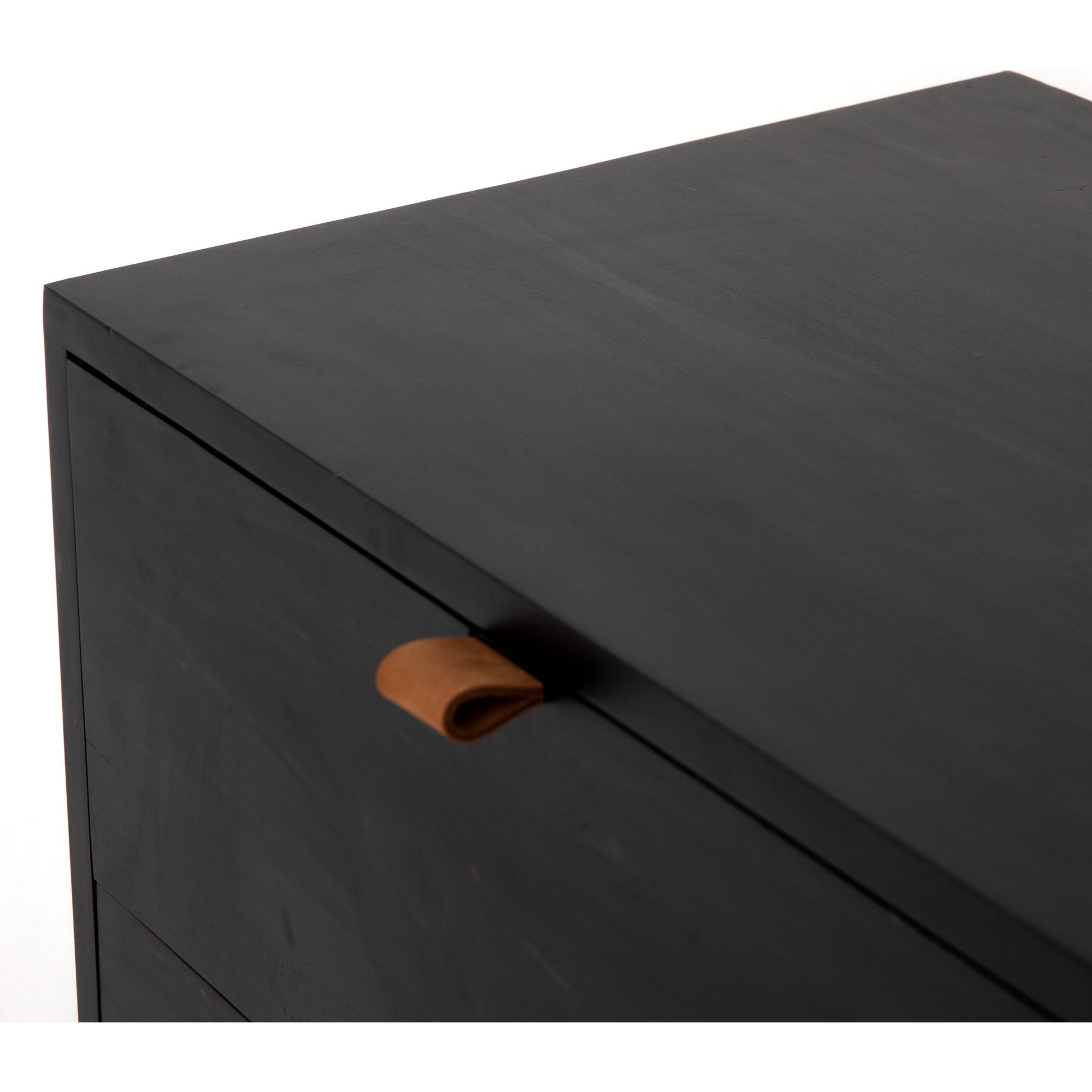 Trey 7 Drawer Dresser by Four Hands. Made from solid poplar, top grain leather in a rustic style.