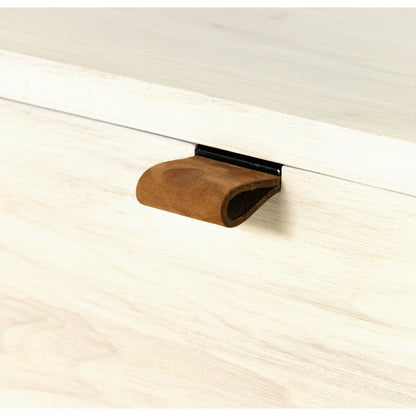 Trey 7 Drawer Dresser by Four Hands. Made from solid poplar, top grain leather in a rustic style.