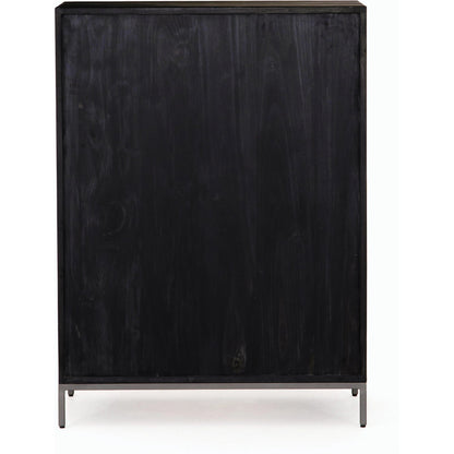 Trey 5 Drawer Dresser by Four Hands. Made from solid poplar, top grain leather, iron in a rustic style.
