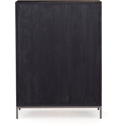 Trey 5 Drawer Dresser by Four Hands. Made from solid poplar, top grain leather, iron in a rustic style.