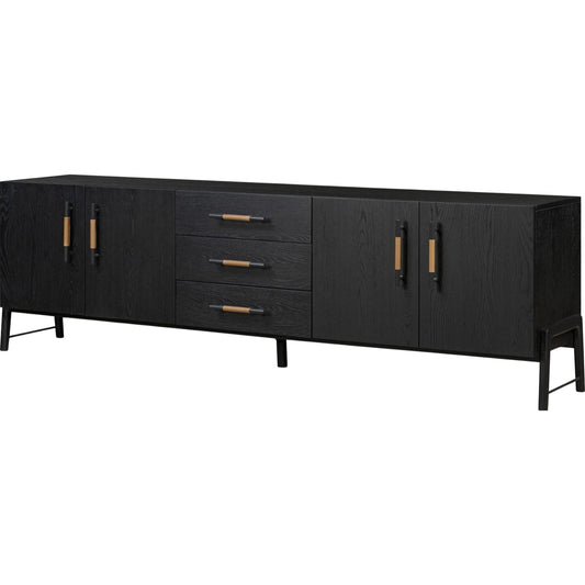Rosedale Media Console by Four Hands. Made from top grain leather, oak veneer, solid oak in a unique style.