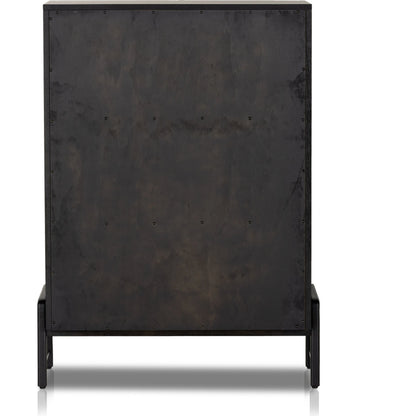Rosedale 6 Drawer Tall Dresser by Four Hands. Made from oak veneer, top grain leather in a modern style.