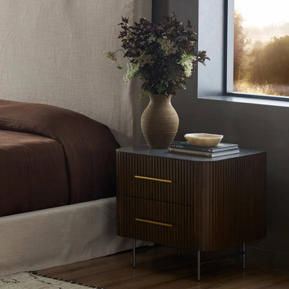 Fletcher Nightstand by Four Hands. Made from bluestone, solid oak, iron in a modern style.