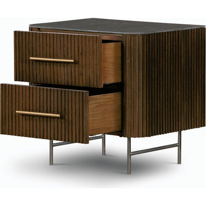 Fletcher Nightstand by Four Hands. Made from bluestone, solid oak, iron in a modern style.