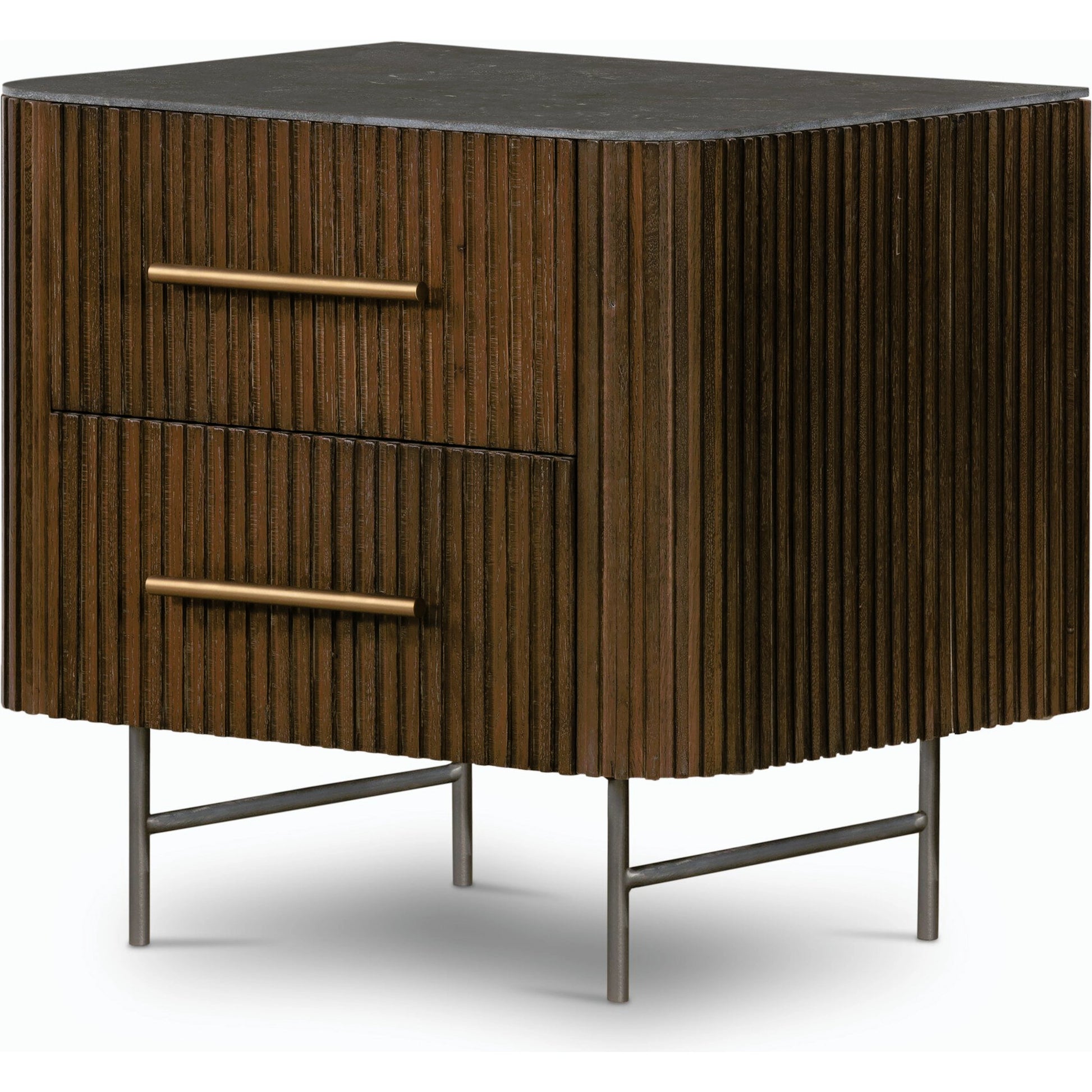 Fletcher Nightstand by Four Hands. Made from bluestone, solid oak, iron in a modern style.
