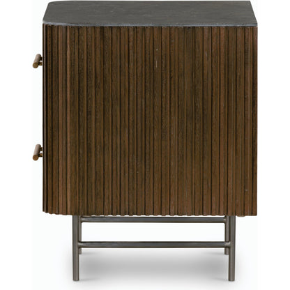 Fletcher Nightstand by Four Hands. Made from bluestone, solid oak, iron in a modern style.