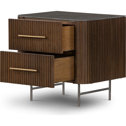 Fletcher Nightstand by Four Hands. Made from bluestone, solid oak, iron in a modern style.