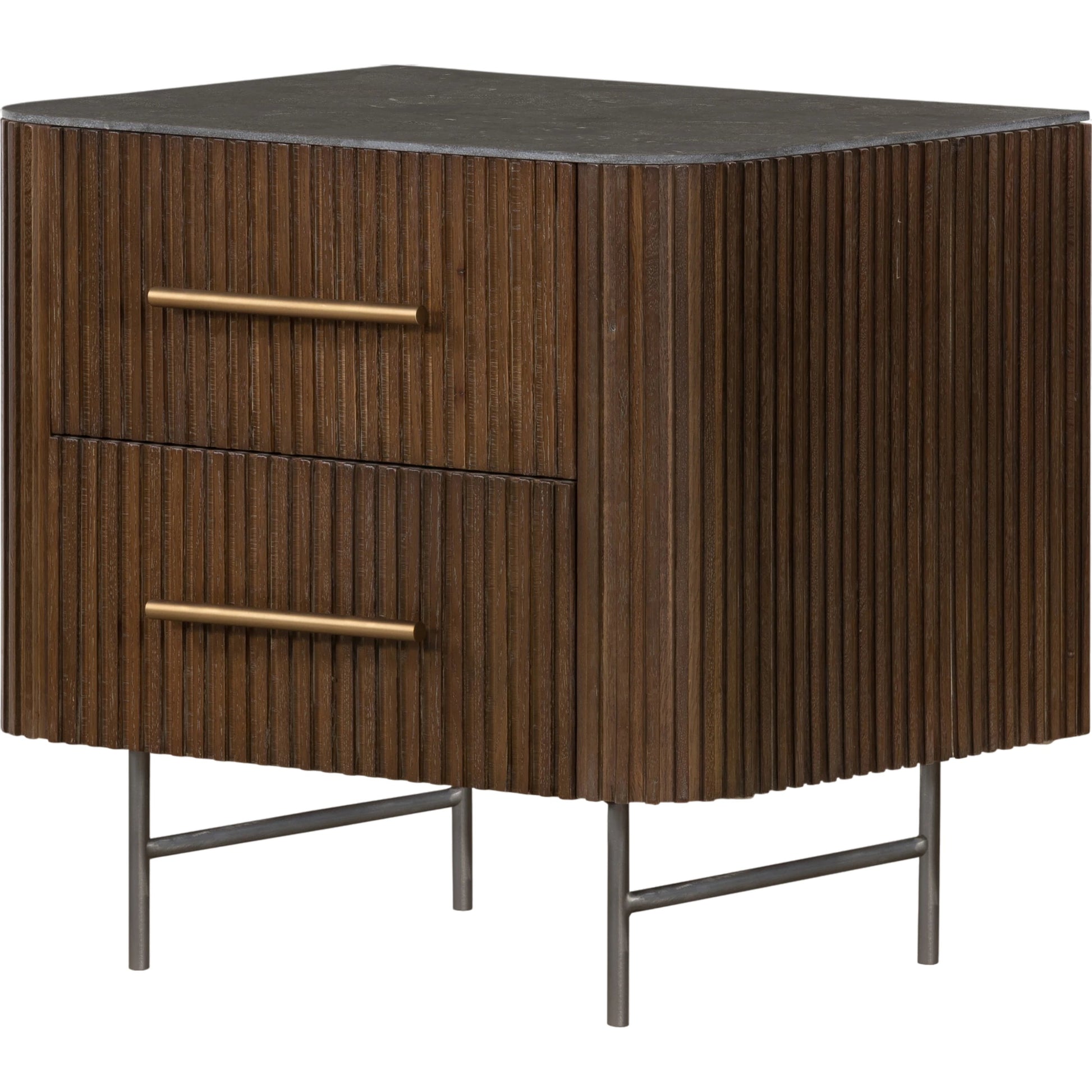 Fletcher Nightstand by Four Hands. Made from bluestone, solid oak, iron in a modern style.