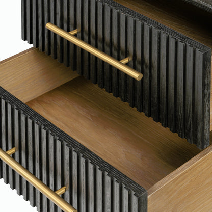 Fletcher Nightstand by Four Hands. Made from bluestone, solid oak, iron in a modern style.