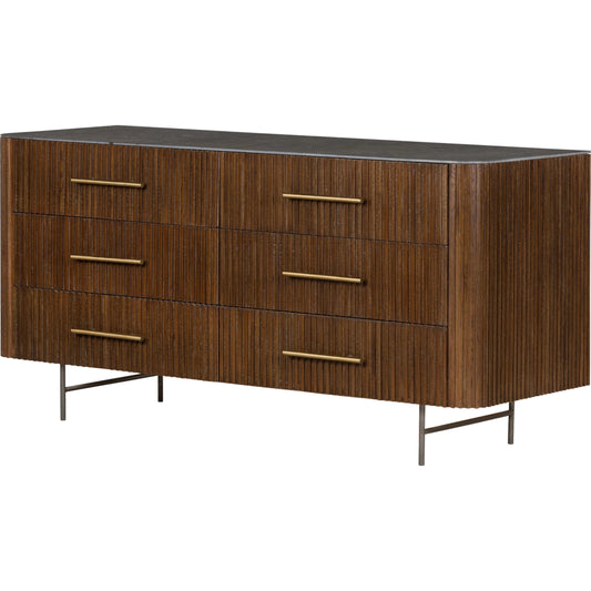 Fletcher 6 Drawer Dresser by Four Hands. Made from bluestone, solid oak, iron in a modern style.