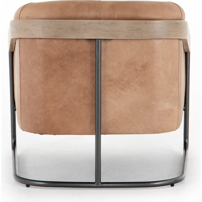 Etta Chair by Four Hands. Made from top grain leather, iron, solid parawood in a modern style.
