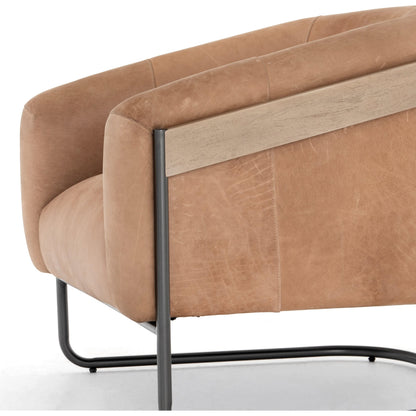 Etta Chair by Four Hands. Made from top grain leather, iron, solid parawood in a modern style.