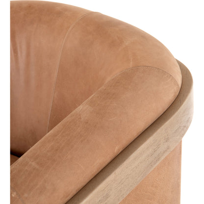 Etta Chair by Four Hands. Made from top grain leather, iron, solid parawood in a modern style.