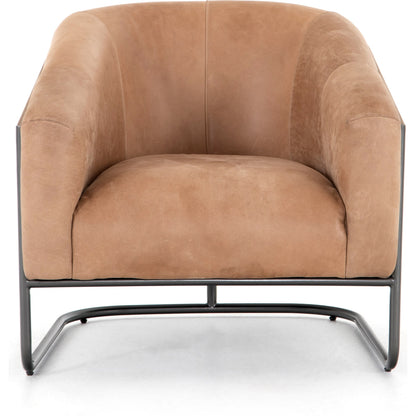 Etta Chair by Four Hands. Made from top grain leather, iron, solid parawood in a modern style.