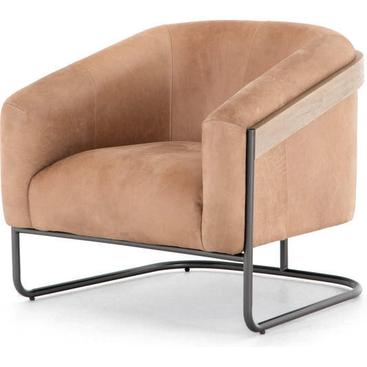 Etta Chair by Four Hands. Made from top grain leather, iron, solid parawood in a modern style.