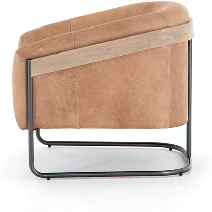 Etta Chair by Four Hands. Made from top grain leather, iron, solid parawood in a modern style.