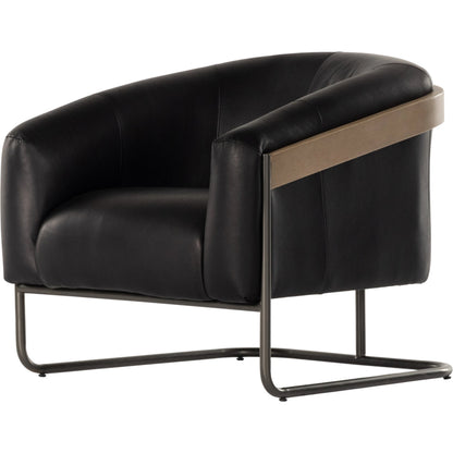 Etta Chair by Four Hands. Made from top grain leather, iron, solid parawood in a modern style.