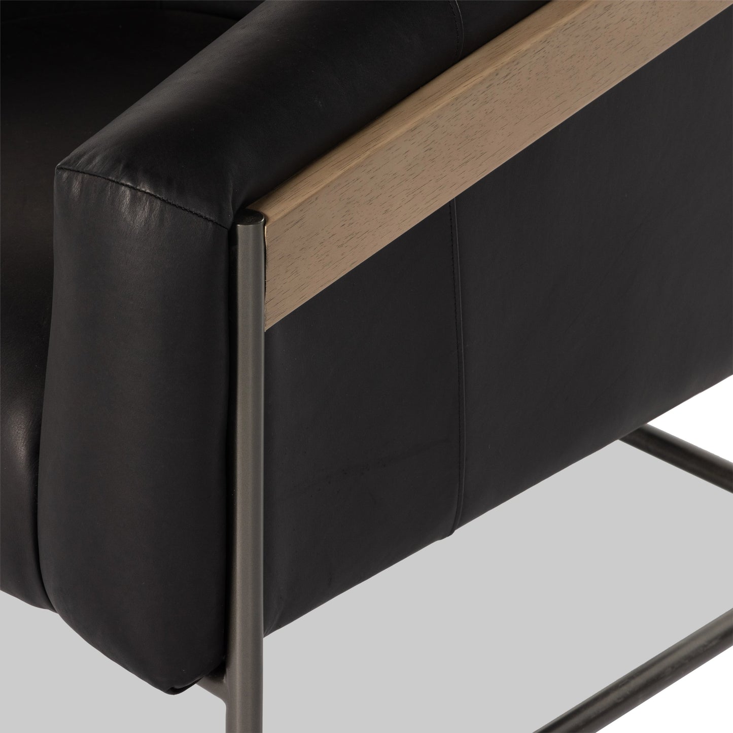 016 SI-1977308 | Closeup | Etta Chair by Four Hands. Made from top grain leather, iron, solid parawood in a modern style.