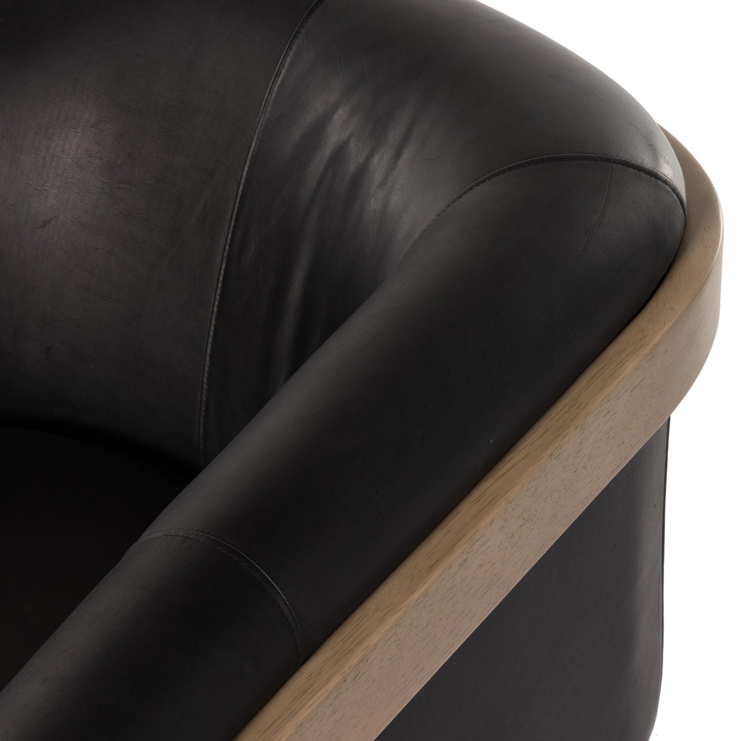 021 SI-1977308 | Closeup | Etta Chair by Four Hands. Made from top grain leather, iron, solid parawood in a modern style.