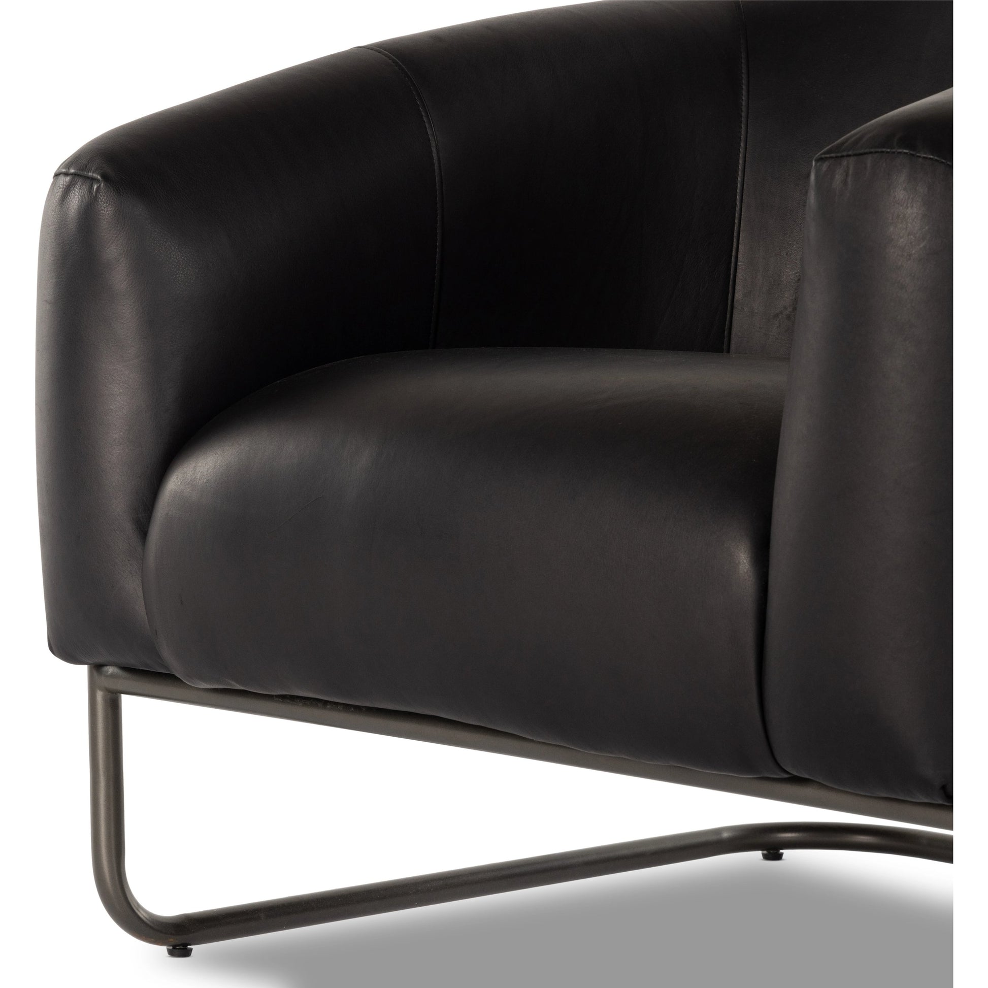 Etta Chair by Four Hands. Made from top grain leather, iron, solid parawood in a modern style.