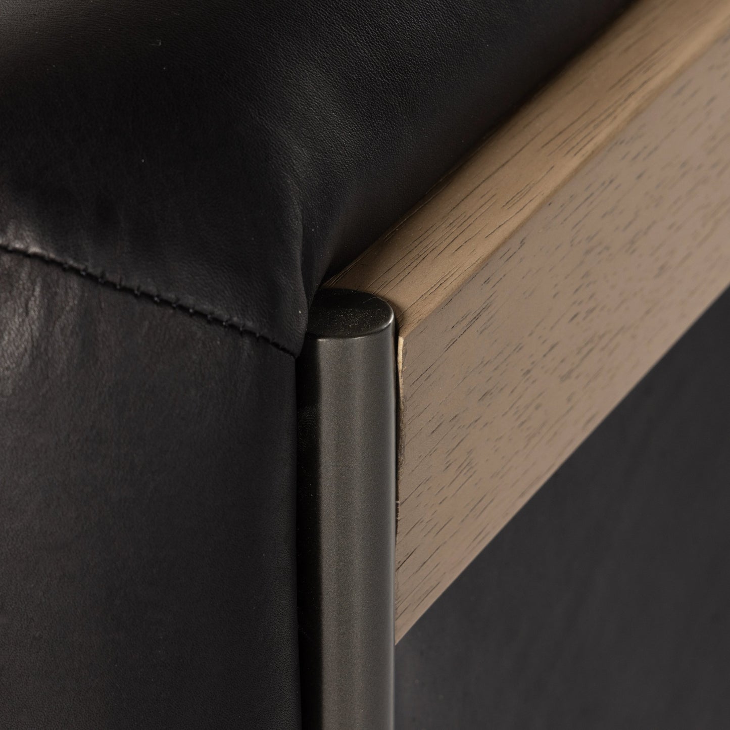 025 SI-1977308 | Closeup | Etta Chair by Four Hands. Made from top grain leather, iron, solid parawood in a modern style.