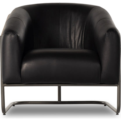 Etta Chair by Four Hands. Made from top grain leather, iron, solid parawood in a modern style.