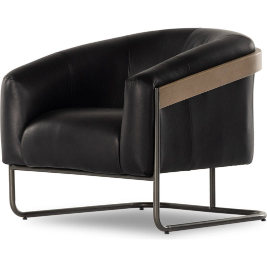 Etta Chair by Four Hands. Made from top grain leather, iron, solid parawood in a modern style.