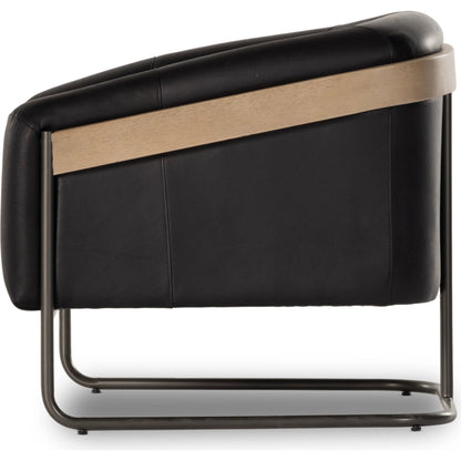 Etta Chair by Four Hands. Made from top grain leather, iron, solid parawood in a modern style.