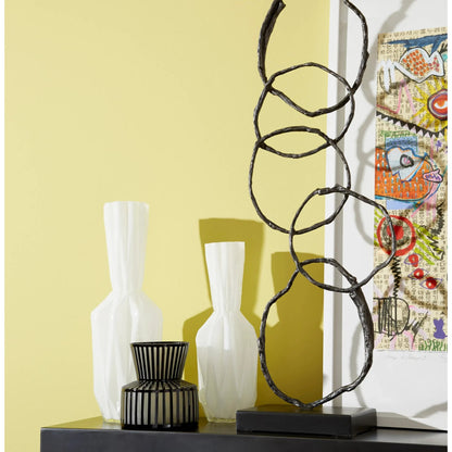 Lined Up Vase by Cyan Design in black. Made from glass in a modern style.
