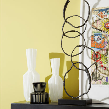 Lined Up Vase by Cyan Design in black. Made from glass in a modern style.