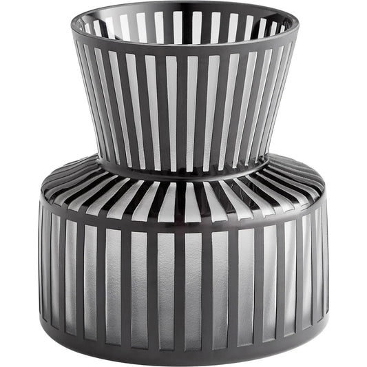 Lined Up Vase by Cyan Design in black. Made from glass in a modern style.