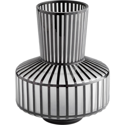 Lined Up Vase by Cyan Design in black. Made from glass in a modern style.