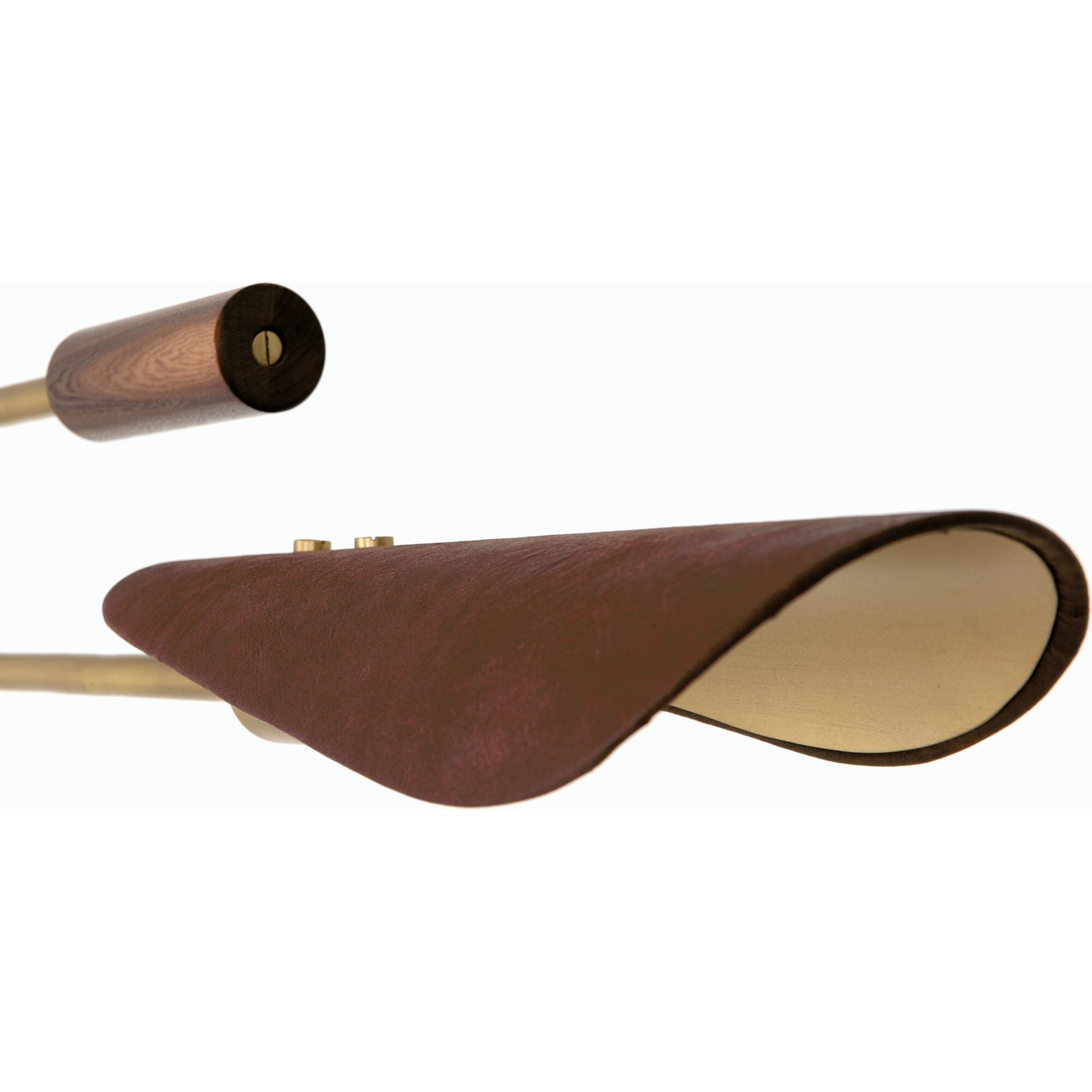 Astrid Chandelier by Four Hands in antique brass, dark walnut, dark brown leather. Made from iron, top grain leather in a modern style.