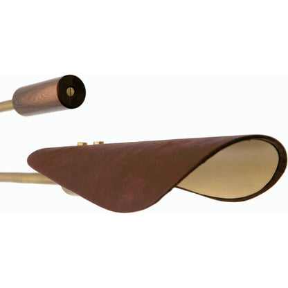 Astrid Chandelier by Four Hands in antique brass, dark walnut, dark brown leather. Made from iron, top grain leather in a modern style.