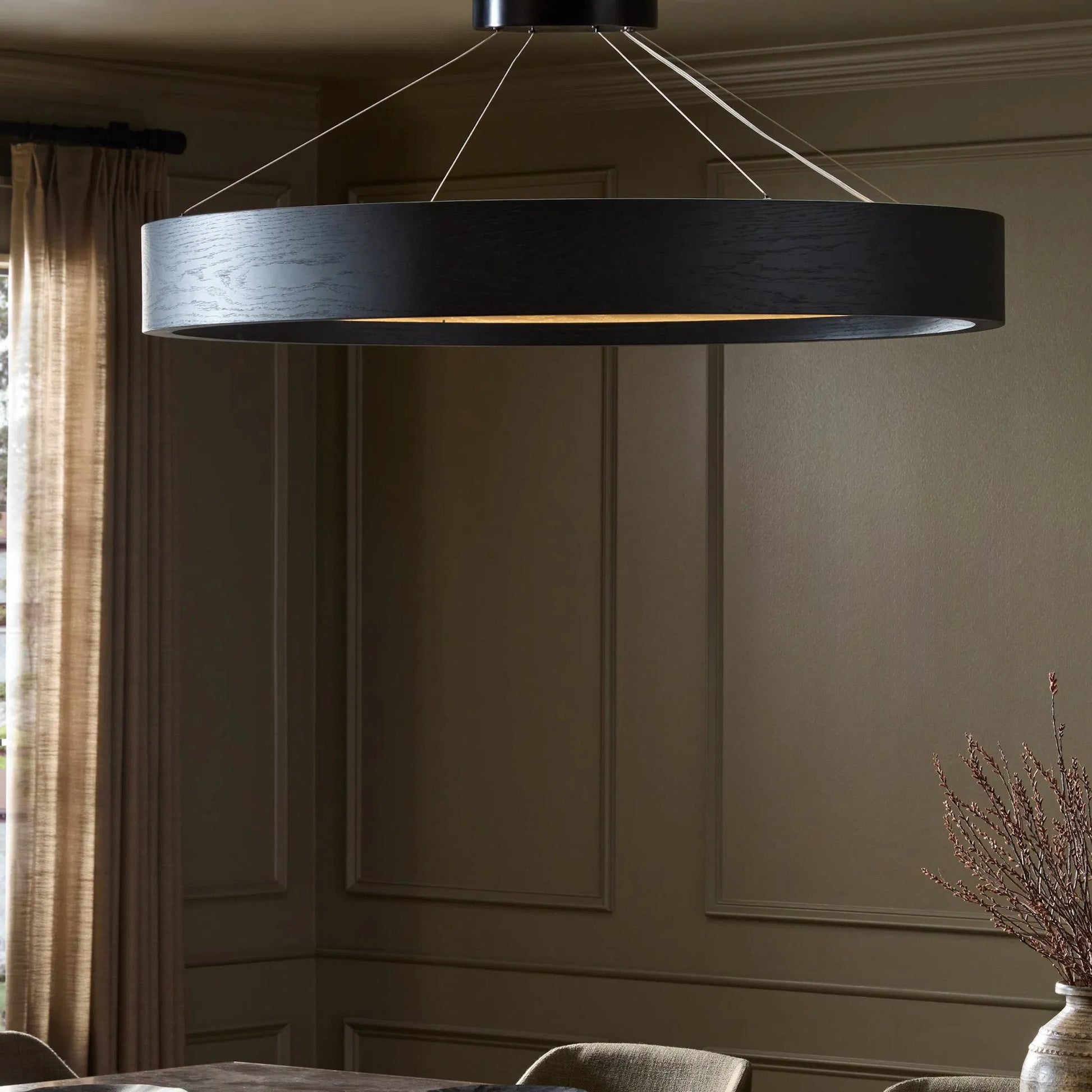 Baum Chandelier by Four Hands in dark walnut. Made from unique in a modern style.