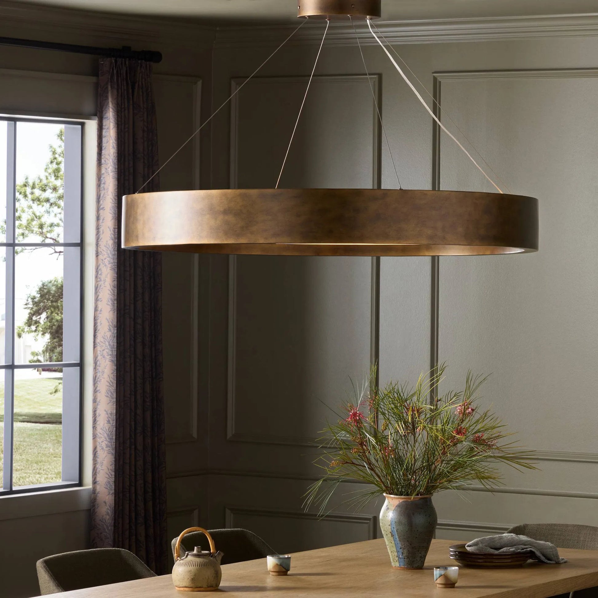 Baum Chandelier by Four Hands in dark walnut. Made from unique in a modern style.