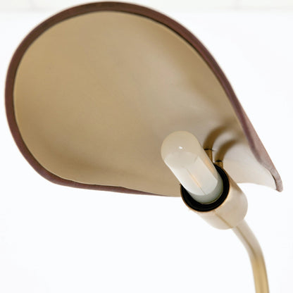 Astrid Floor Lamp by Four Hands in antique brass, dark walnut, dark brown leather. Made from walnut veneer, top grain leather, iron in a modern style.