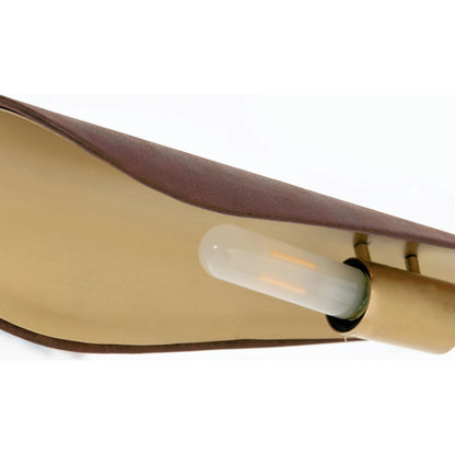 Astrid Floor Lamp by Four Hands in antique brass, dark walnut, dark brown leather. Made from walnut veneer, top grain leather, iron in a modern style.