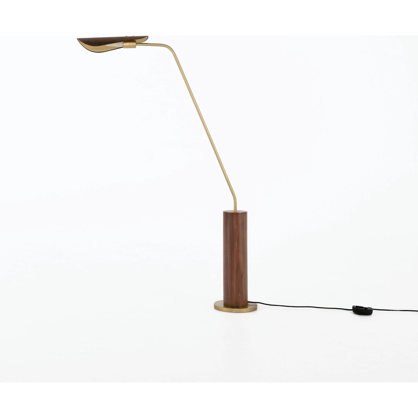 004 SI-1977055 | Additional Silo | Astrid Floor Lamp by Four Hands in antique brass, dark walnut, dark brown leather. Made from walnut veneer, top grain leather, iron in a modern style.