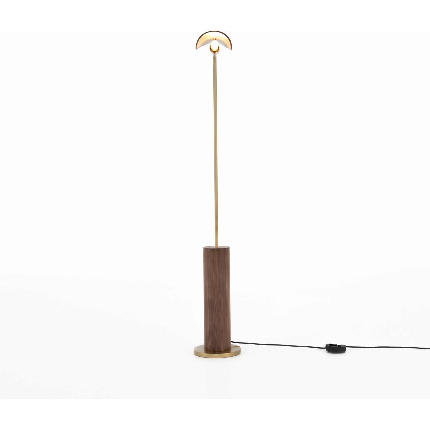 003 SI-1977055 | Additional Silo | Astrid Floor Lamp by Four Hands in antique brass, dark walnut, dark brown leather. Made from walnut veneer, top grain leather, iron in a modern style.
