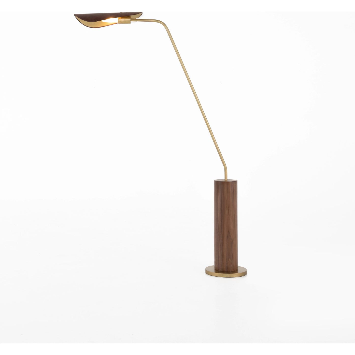 002 SI-1977055 | Additional Silo | Astrid Floor Lamp by Four Hands in antique brass, dark walnut, dark brown leather. Made from walnut veneer, top grain leather, iron in a modern style.