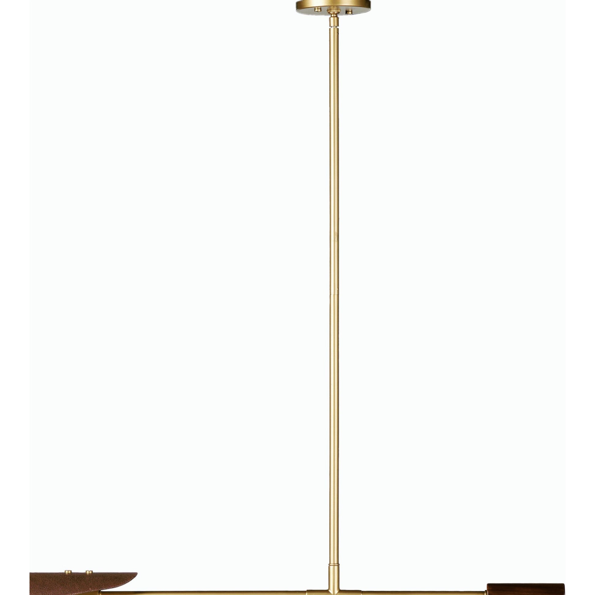 Astrid Double Pendant by Four Hands in dark brown leather, antique brass. Made from top grain leather, solid walnut, iron in a modern style.