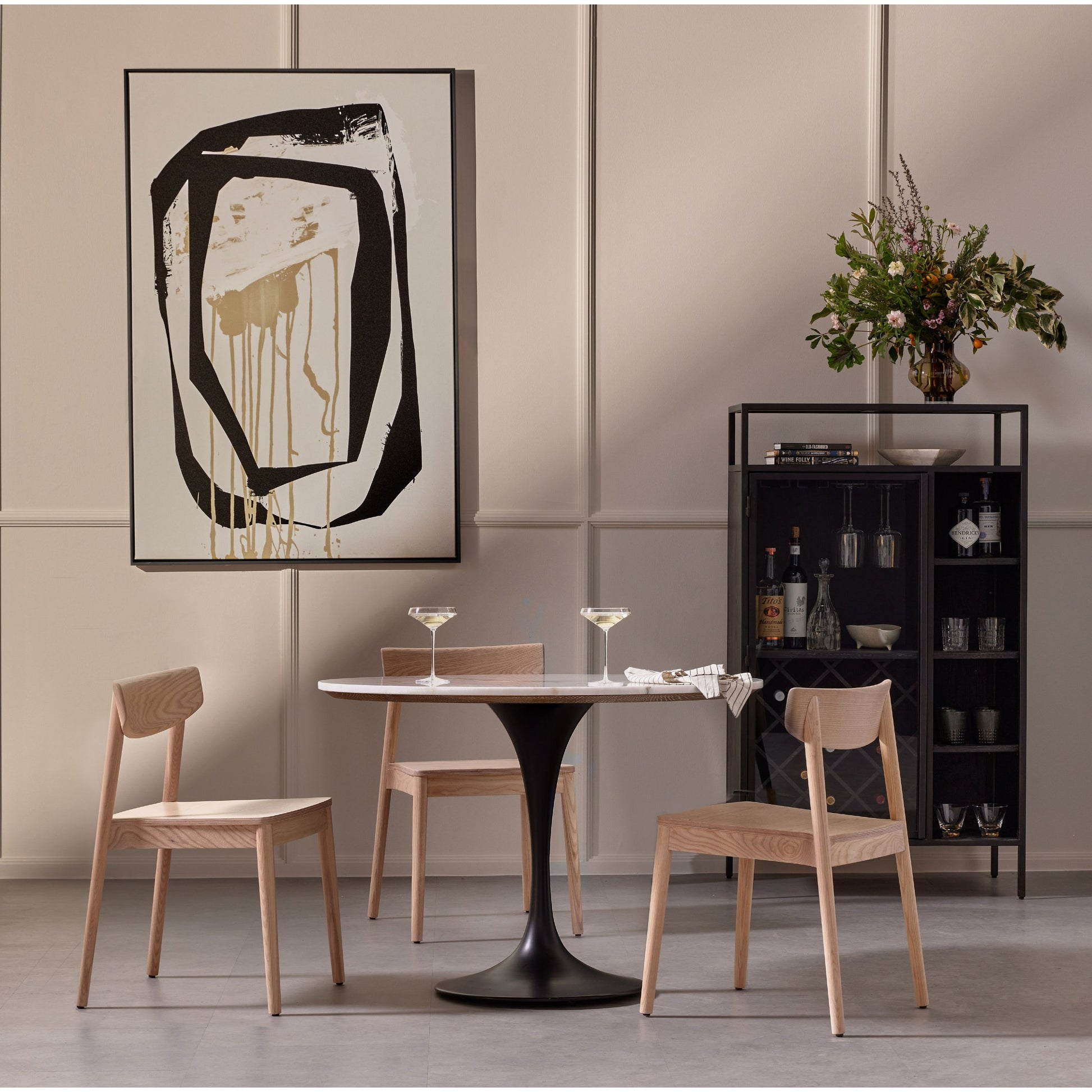 Maddie Dining Chair by Four Hands in black, black veneer. Made from solid ash, ash veneer in a modern style.