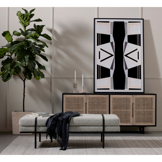 Harris Accent Bench by Four Hands in knoll domino, umbra black. Made from unique in a modern style.