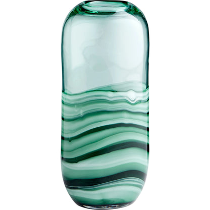 Torrent Green Vase by Cyan Design in green. Made from recycled glass in a coastal style.